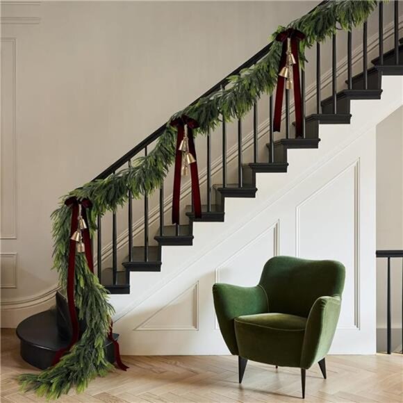 9FT Christmas Norfolk Pine Garland Real Touch Pine Artificial - Picture 6 of 7